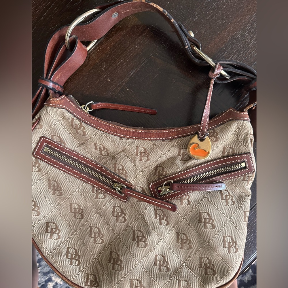 Dooney & Bourke Brown and Tan Shoulder Bag with Classic Design